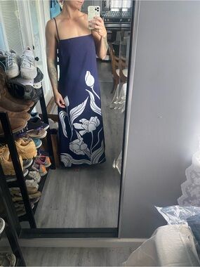Navy Floral Slip Maxi Dress